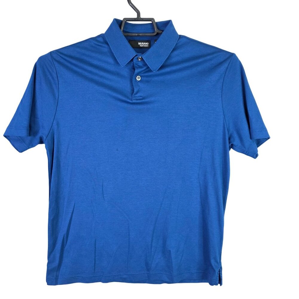 Mens Murano Liquid Luxury Blue Polo Shirt Short Sleeve 100% Cotton Size M